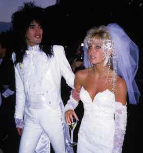 Tommy Lee in White Tux and Heather Locklear in White Wedding Dress in 1986