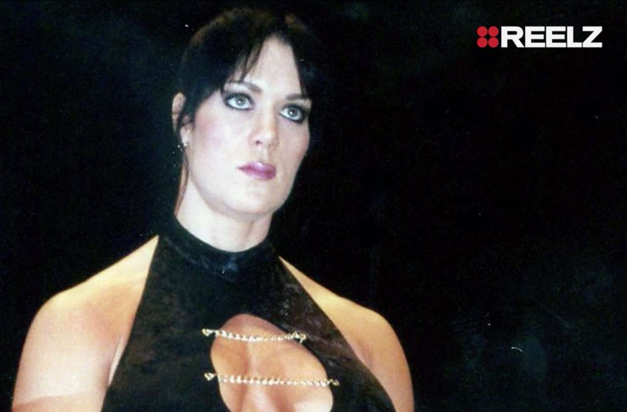 WWE Star Chyna, also known as Joan Marie Laurer, wears her wrestler ensemble in this shot.
