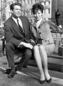 Warren Beatty And Joan Collins taking a breakfrom Rehearsals near th Odeon, Leicester Square in London, 1961
